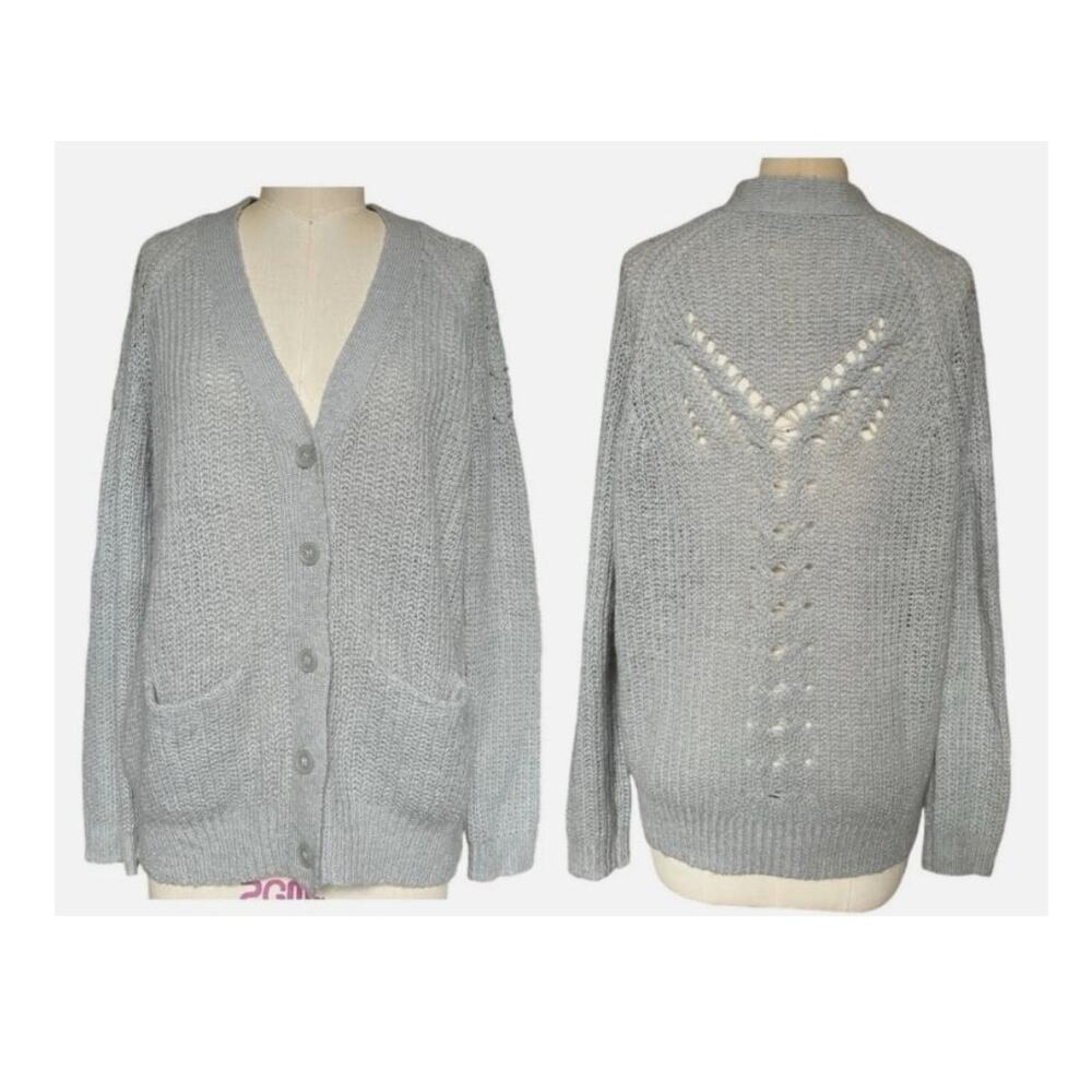 UO Kimchi Blue M Wool Blend Crochet Cardigan Preppy Sweater Cottagecore $69
